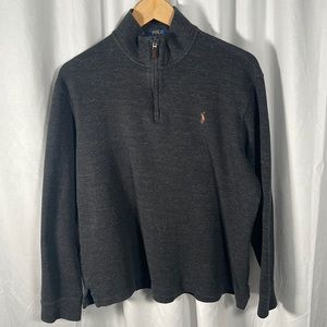 Charcoal Heather Polo Ralph Lauren Estate Rib 1/4 Zip Sweater | EUC | Large